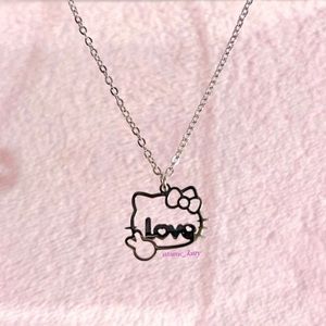 Peace & Love Hello Kitty Silver Stainless Steel Necklace
